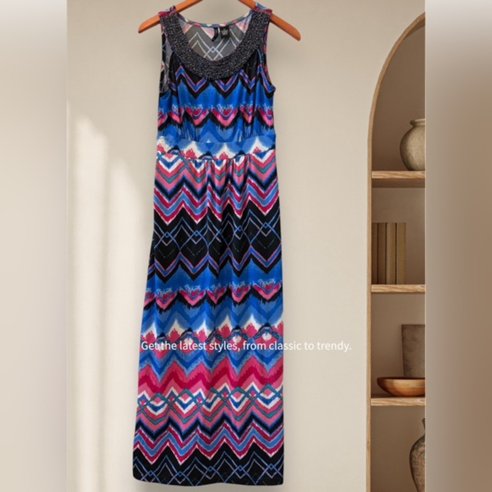 NEW DIRECTIONS Petite Abstract Maxi Dress Size SP